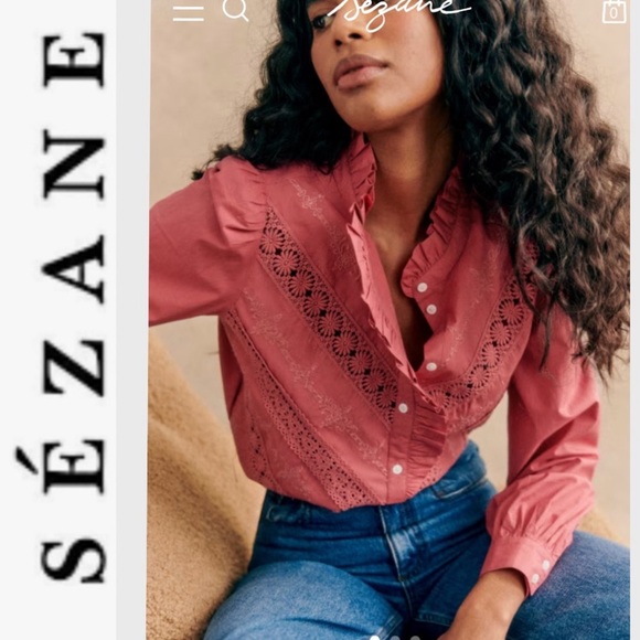 Sézane Lou Rose Shirt Blouse Sz 36 - Picture 1 of 10